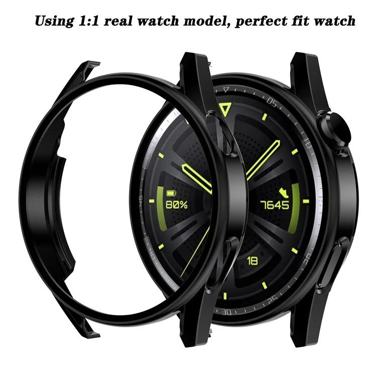 Custodia in metallo con rivestimento anti-graffio e vetro temperato per lo schermo per Huawei Watch GT 3 46mm - Nero