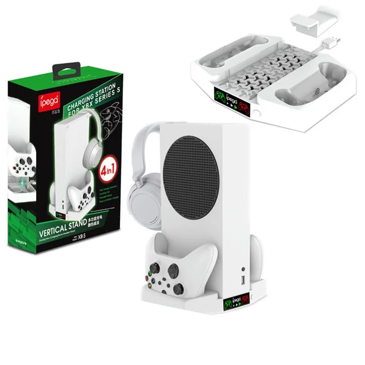 IPEGA PG-XBS011 Station de Charge Verticale Multifonctionnelle Pour le Contrôleur de Jeu Xbox Series S Dquette de Charge Avec Support de Casque / Ventilateur de Refroidissement