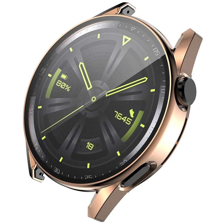 ENKAY HAT PRINCE para Huawei Watch GT 3 46mm Protector de pantalla de vidrio templado antiarañazos 9H - Carcasa de PC duro con electrochapado - Rose Gold