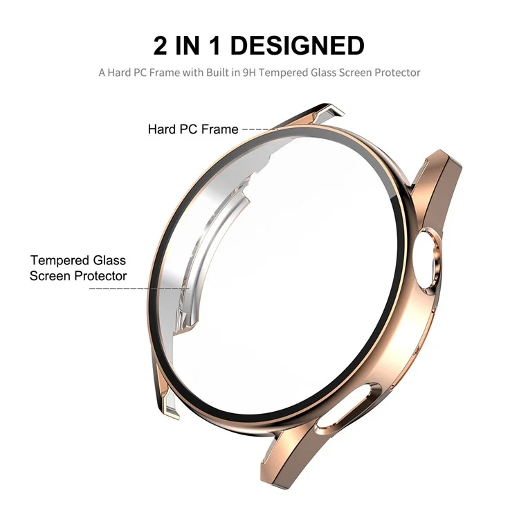 ENKAY HAT PRINCE for Huawei Watch GT 3 42mm 9H Tempered Glass Screen Protector Precise Cutout Electroplating Hard PC Watch Cover Case - Rose Gold