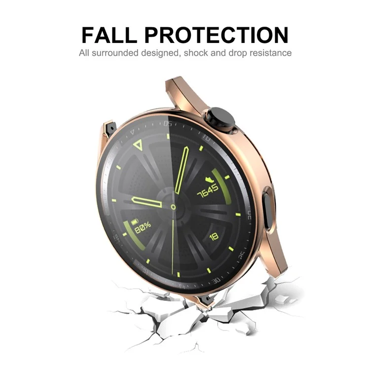 ENKAY HAT PRINCE for Huawei Watch GT 3 42mm 9H Tempered Glass Screen Protector Precise Cutout Electroplating Hard PC Watch Cover Case - Rose Gold