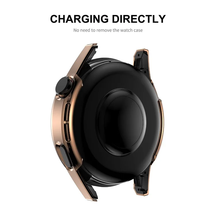 Enkay Hat Prince Pour Huawei Watch GT 3 46mm 9H Écran D'écran en Verre Trempé Conception D'échelle Électroplate de Protection de Montre PC Hard - or Rose