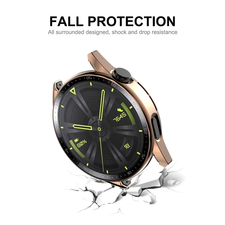 Enkay Hat Prince Para Huawei Watch GT 3 46 mm 9h Templado de la Pantalla de Vidrio de Vidrio Diseño de Escala de Electroplatización de la PC Dura Caja Protectora - Oro Rosa