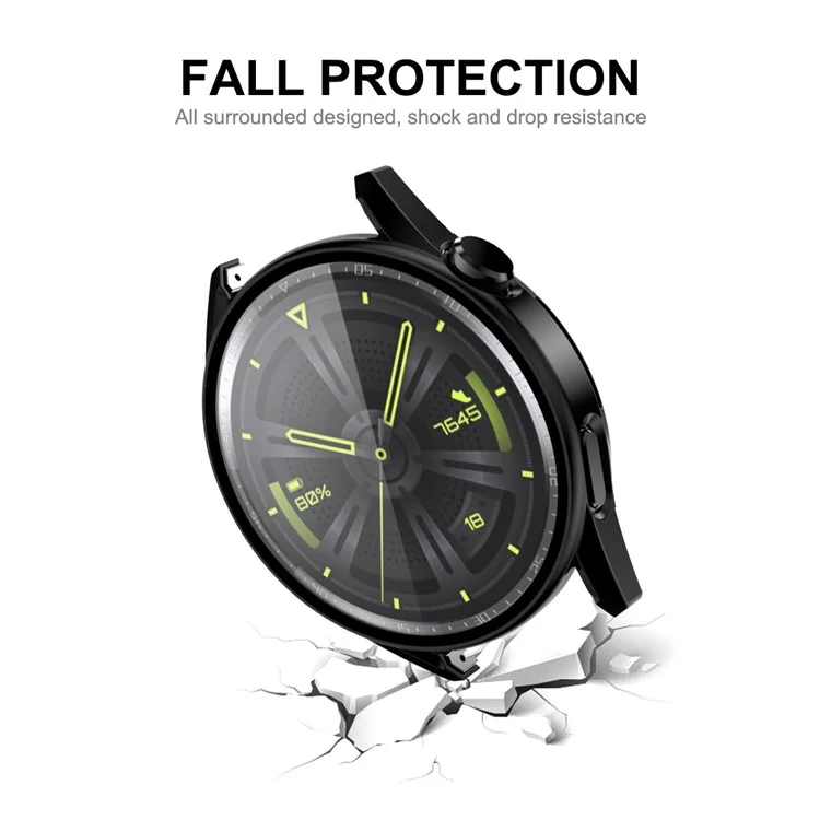 ENKAY CAPPELLO PRINCIPE per Huawei Watch GT 3 42mm Anti-caduta Anti-graffio 9H Protezione Schermo in Vetro Temperato Finitura Opaca in PC Duro Rubberizzato - Nero