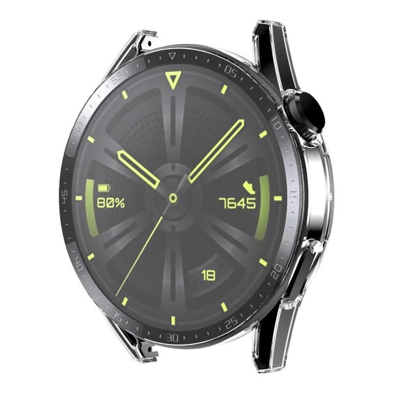 ENKAY HAT PRINCE for Huawei Watch GT 3 46mm Matte Rubberized Hard PC Watch Case with Scale + 9H Tempered Glass Screen Protector - Transparent