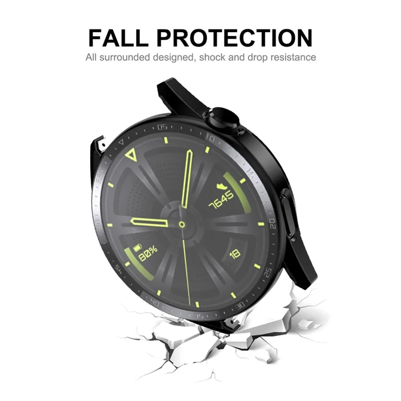 ENKAY HAT PRINCE for Huawei Watch GT 3 46mm Matte Rubberized Hard PC Watch Case with Scale + 9H Tempered Glass Screen Protector - Transparent