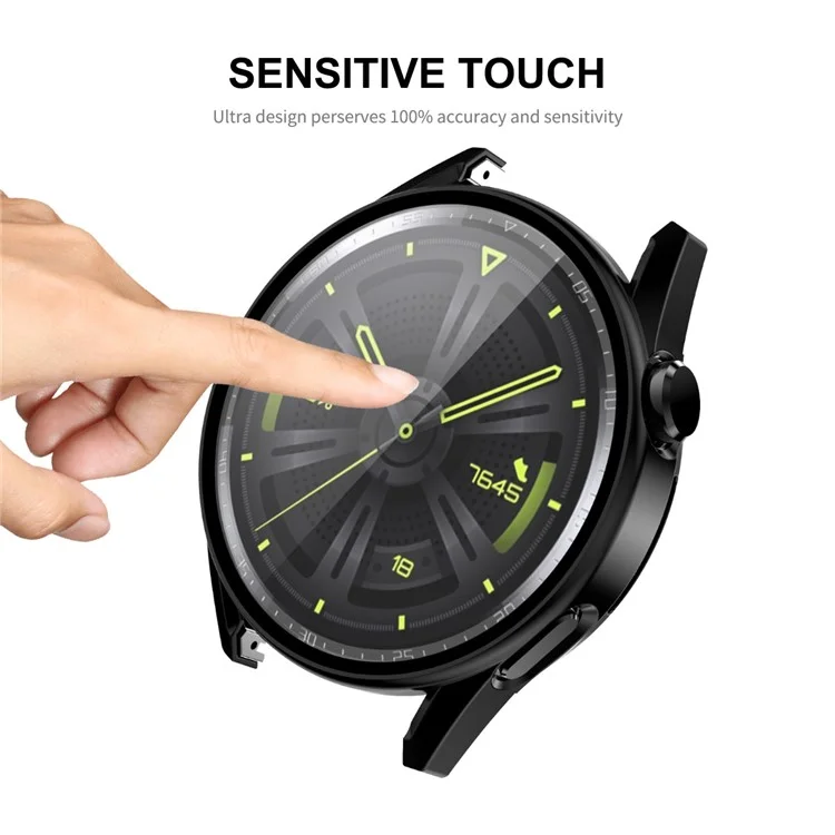 Enkay Hat Prince Pour Huawei Watch GT 3 46mm 9H Écran en Verre Trempé Protecteur Matte Caoutchouté Casque de Montre PC Hard PC - le Noir