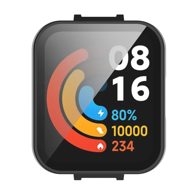 Para Xiaomi Redmi Watch 2 Lite Caja protectora dura de PC antiimpactos con protector de pantalla de vidrio templado incorporado - Negro