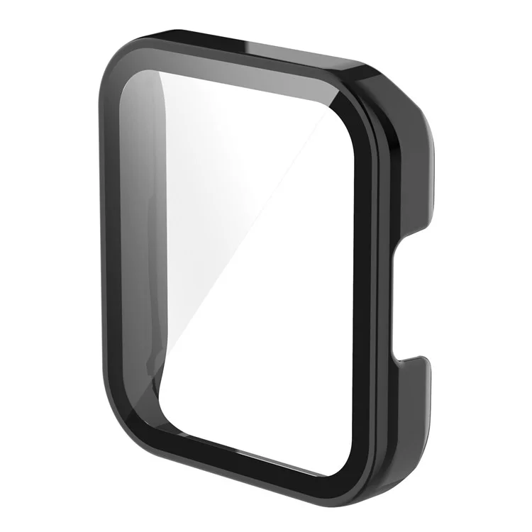 Para Xiaomi Redmi Watch 2 Lite Caja protectora dura de PC antiimpactos con protector de pantalla de vidrio templado incorporado - Negro