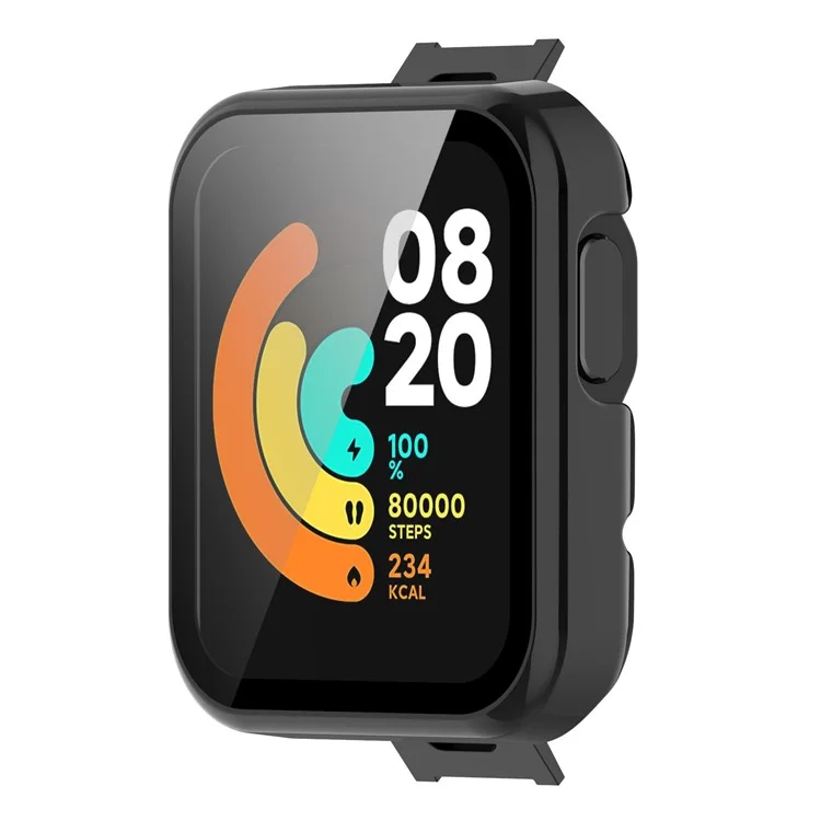 For Xiaomi Mi Watch Lite/Redmi Watch Well-protected Hard PC Protective Case with Built-in Tempered Glass Screen Protector - Black