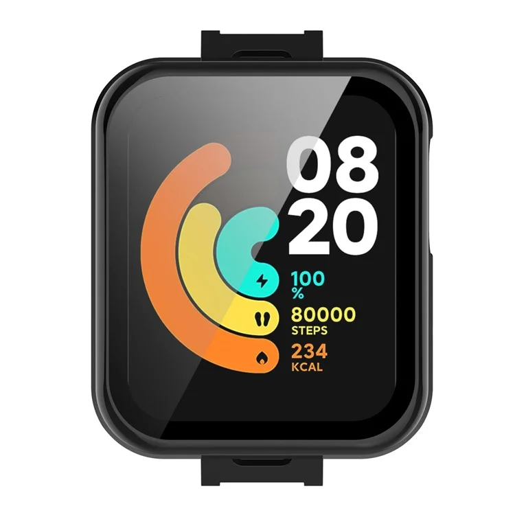 For Xiaomi Mi Watch Lite/Redmi Watch Well-protected Hard PC Protective Case with Built-in Tempered Glass Screen Protector - Black