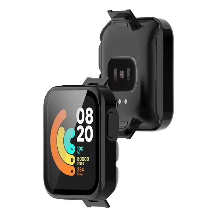 For Xiaomi Mi Watch Lite/Redmi Watch Well-protected Hard PC Protective Case with Built-in Tempered Glass Screen Protector - Black