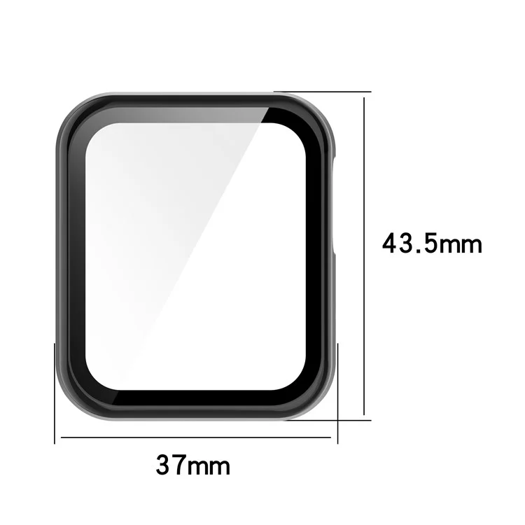 For Xiaomi Mi Watch Lite/Redmi Watch Well-protected Hard PC Protective Case with Built-in Tempered Glass Screen Protector - Black