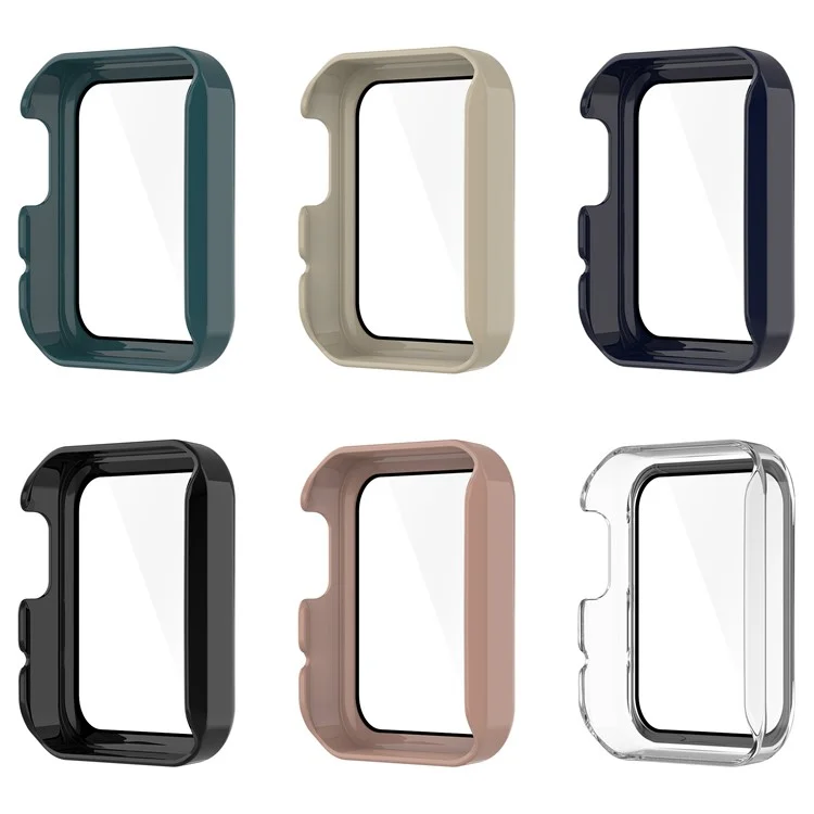 For Xiaomi Mi Watch Lite/Redmi Watch Well-protected Hard PC Protective Case with Built-in Tempered Glass Screen Protector - Black