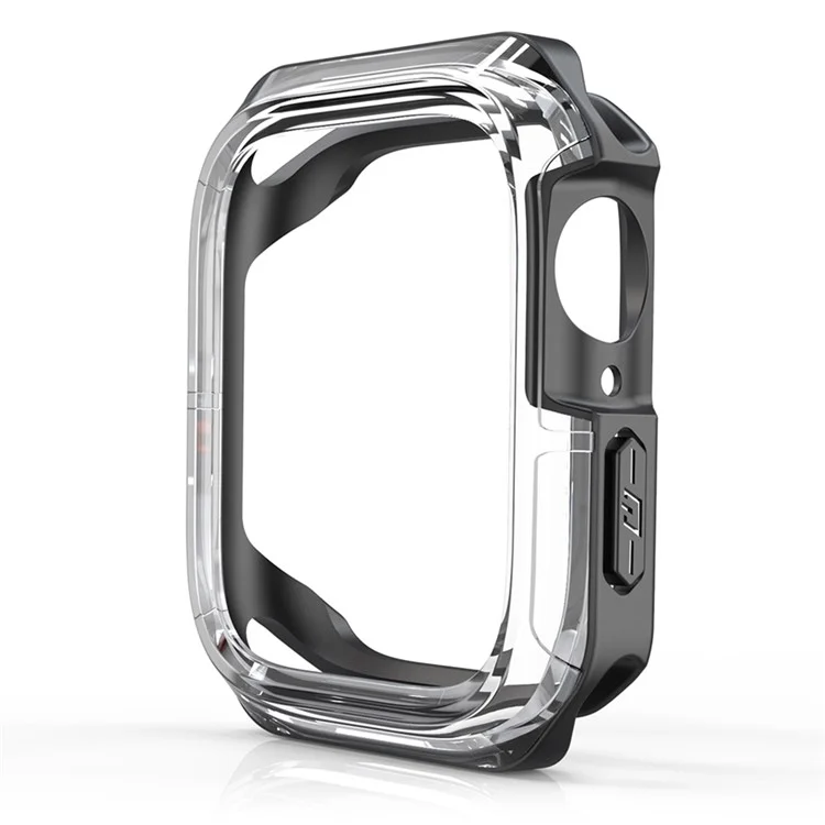 Para Apple Watch Series 7 45mm Transparente Tpu de Cor Dupla+pc Case de Proteção de Relógio Inteligente Tampa Protetora - Transparente/preto