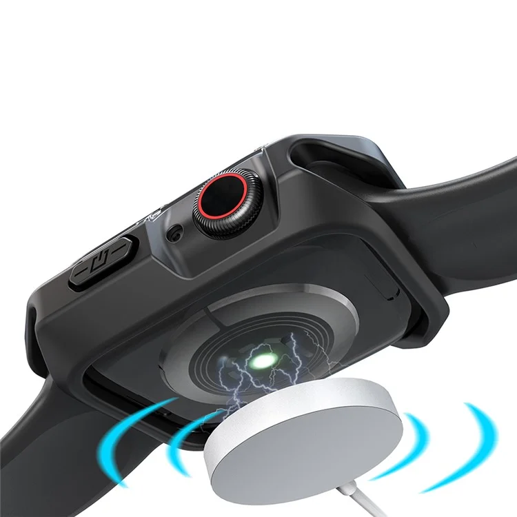 Pour Apple Watch Series 9 / 8 / 7 45mm Transparent Dual-color TPU+PC Smart Watch Case Protective Cover - Transparent / Black
