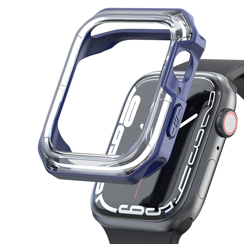 For Apple Watch Series 9 / 8 / 7 41mm TPU+PC Clear Dual-color Smart Watch Case Protective Cover - Transparent / Blue