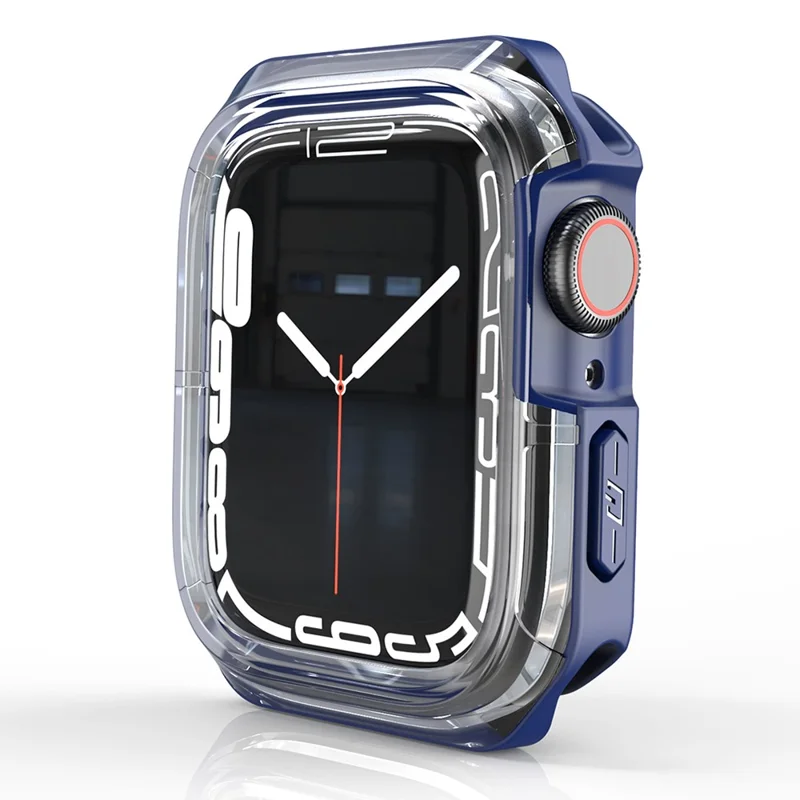 For Apple Watch Series 9 / 8 / 7 41mm TPU+PC Clear Dual-color Smart Watch Case Protective Cover - Transparent / Blue