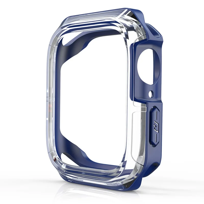 For Apple Watch Series 9 / 8 / 7 41mm TPU+PC Clear Dual-color Smart Watch Case Protective Cover - Transparent / Blue