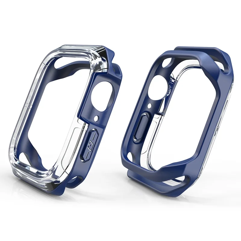 For Apple Watch Series 9 / 8 / 7 41mm TPU+PC Clear Dual-color Smart Watch Case Protective Cover - Transparent / Blue