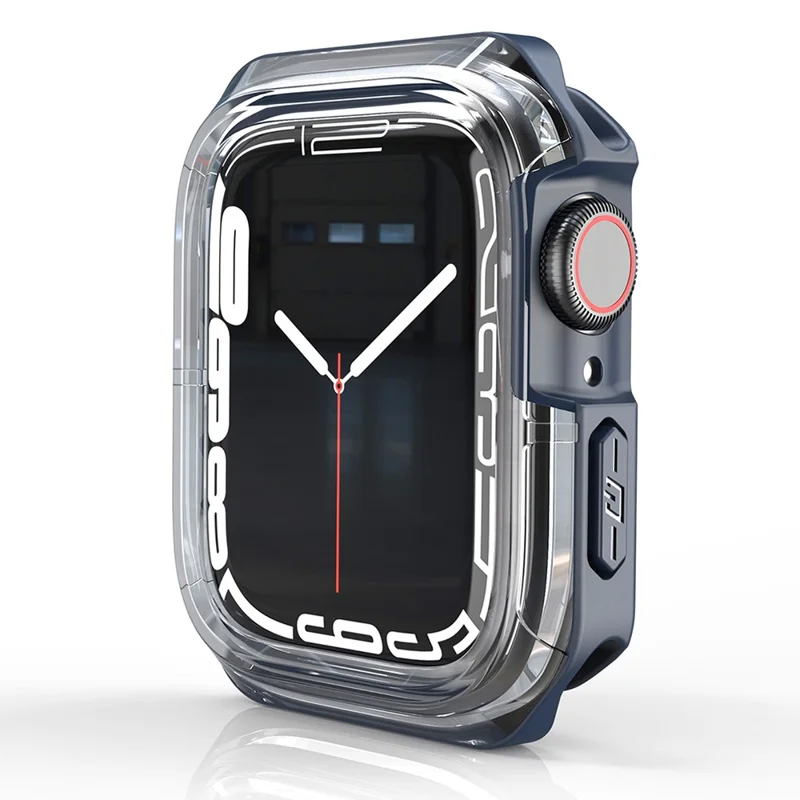 For Apple Watch Series 9 / 8 / 7 41mm TPU+PC Clear Dual-color Smart Watch Case Protective Cover - Transparent / Midnight Blue