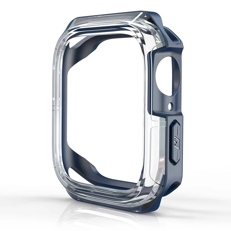 For Apple Watch Series 9 / 8 / 7 41mm TPU+PC Clear Dual-color Smart Watch Case Protective Cover - Transparent / Midnight Blue