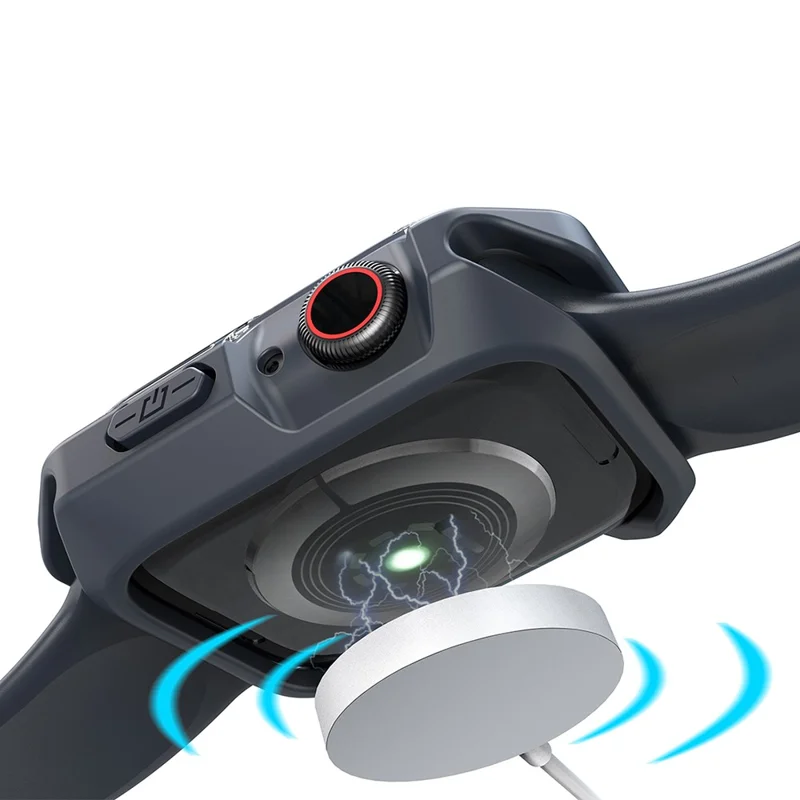 For Apple Watch Series 9 / 8 / 7 41mm TPU+PC Clear Dual-color Smart Watch Case Protective Cover - Transparent / Midnight Blue