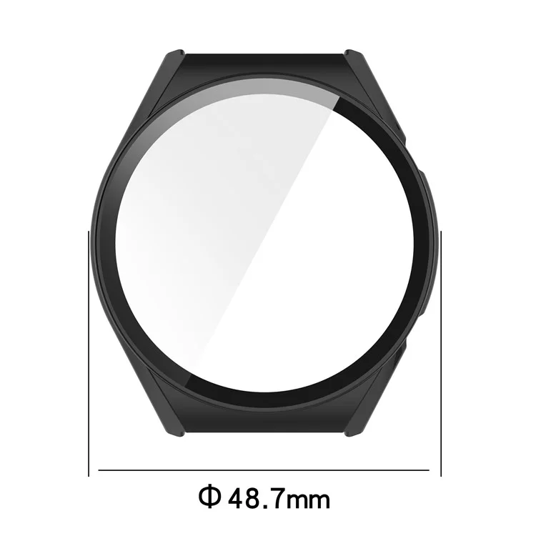 Para Xiaomi Watch S1 Hard PC Anti-drop Protective Case com Protetor de Tela Embutido em Vidro Temperado Anti-arranhões - Preto