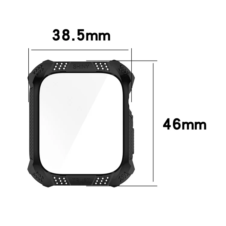 Für Apple Watch Serie 7 41mm Strass Rhombus Impressum Galvanisierung HARD PC Case Mit Gehärtetem Glas-Displayschutz - Schwarz