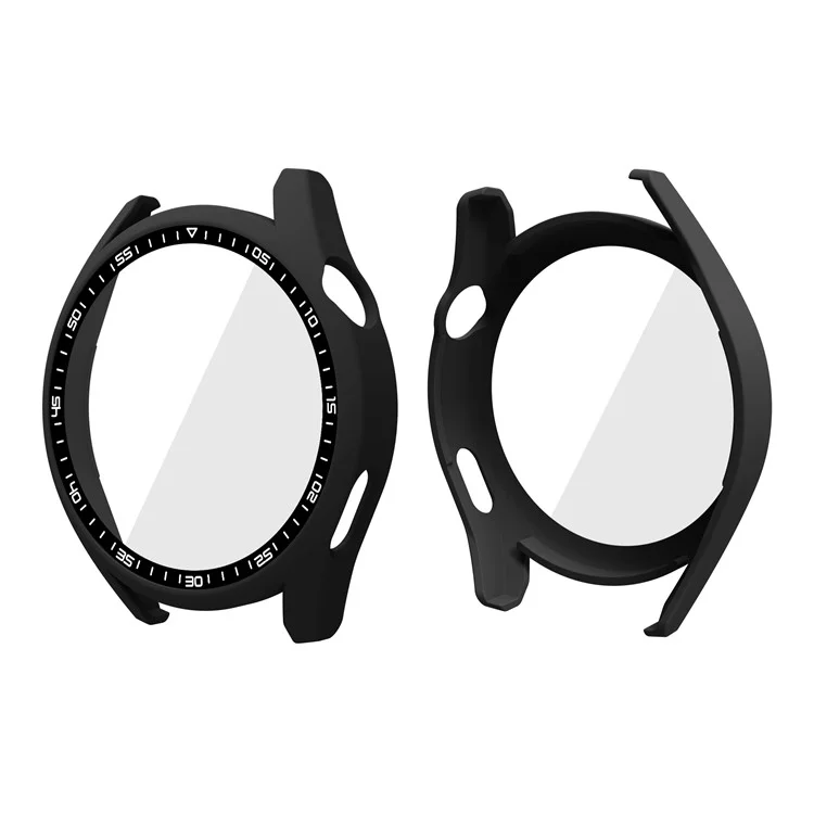 Para Huawei Watch GT 3 46mm de Moldura Dura Para PC Rígida Com Choque Protetor Com Protetor de Tela de Vidro Temperado HD Anti-arranhão - Preto