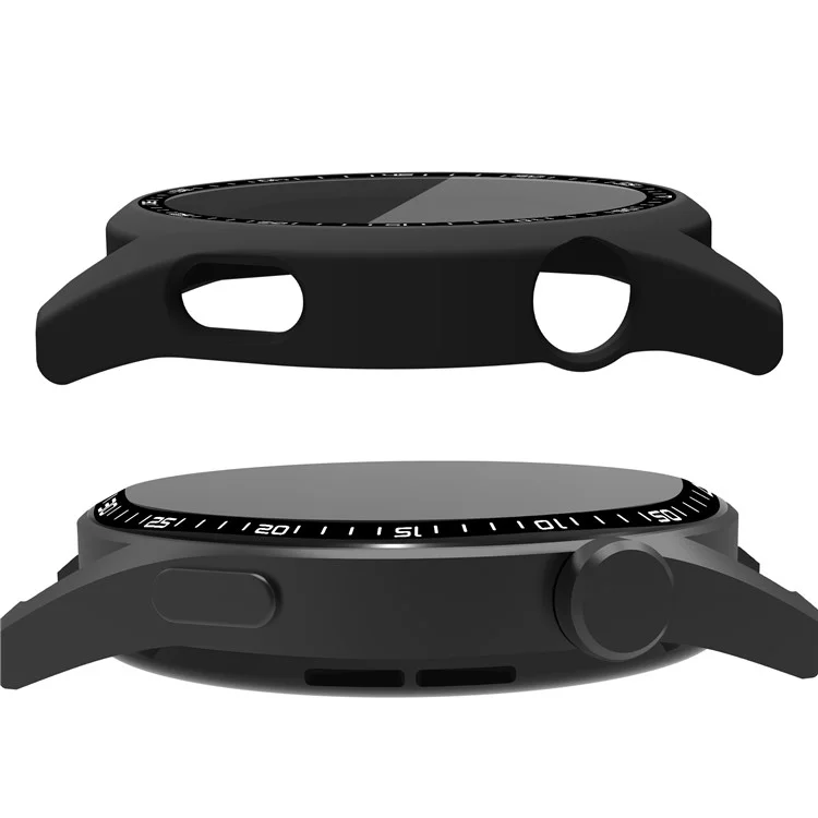 Per Huawei Watch GT 3 46mm Custodia protettiva in PC duro antiurto con protezione dello schermo in vetro temperato antischeggiatura HD - Nero