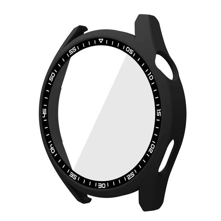 Per Huawei Watch GT 3 46mm Custodia protettiva in PC duro antiurto con protezione dello schermo in vetro temperato antischeggiatura HD - Nero