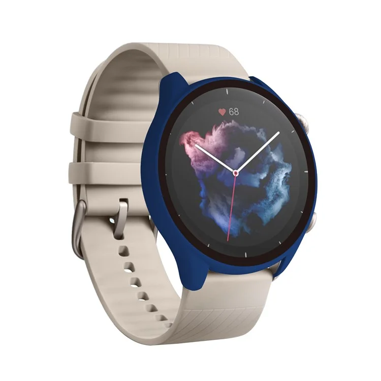 For Huami Amazfit GTR 3/GTR 3 Pro Overall Hard PC Case with HD Tempered Glass Screen Protector - Midnight Blue