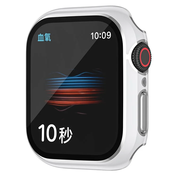 For Apple Watch Series 9 / 8 / 7 41mm Hard PC Anti-scratch Watch Case Shell with Tempered Glass Screen Protector - White