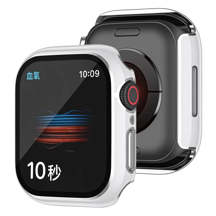 For Apple Watch Series 9 / 8 / 7 41mm Hard PC Anti-scratch Watch Case Shell with Tempered Glass Screen Protector - White