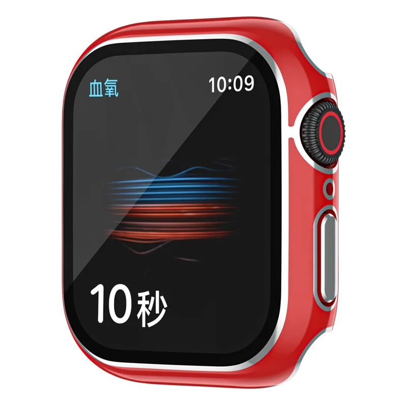 For Apple Watch Series 9 / 8 / 7 41mm Hard PC Anti-scratch Watch Case Shell with Tempered Glass Screen Protector - Red