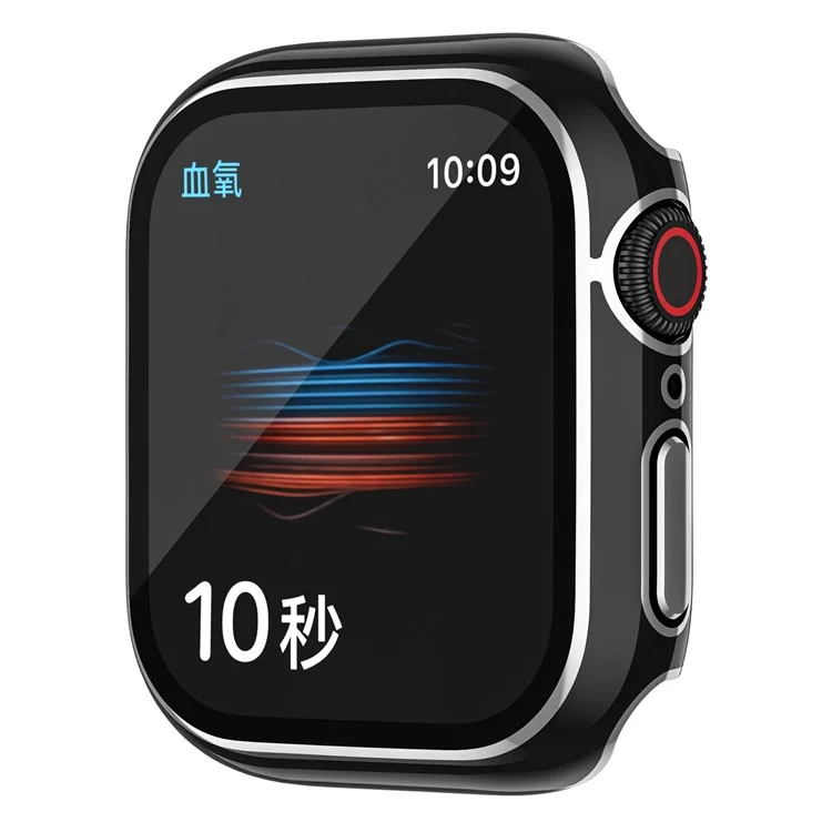 Für Apple Watch Serie 7 45mm Gehärtetes Glasfilm Vollschutz Watch Case Hard PC Cover - Schwarz