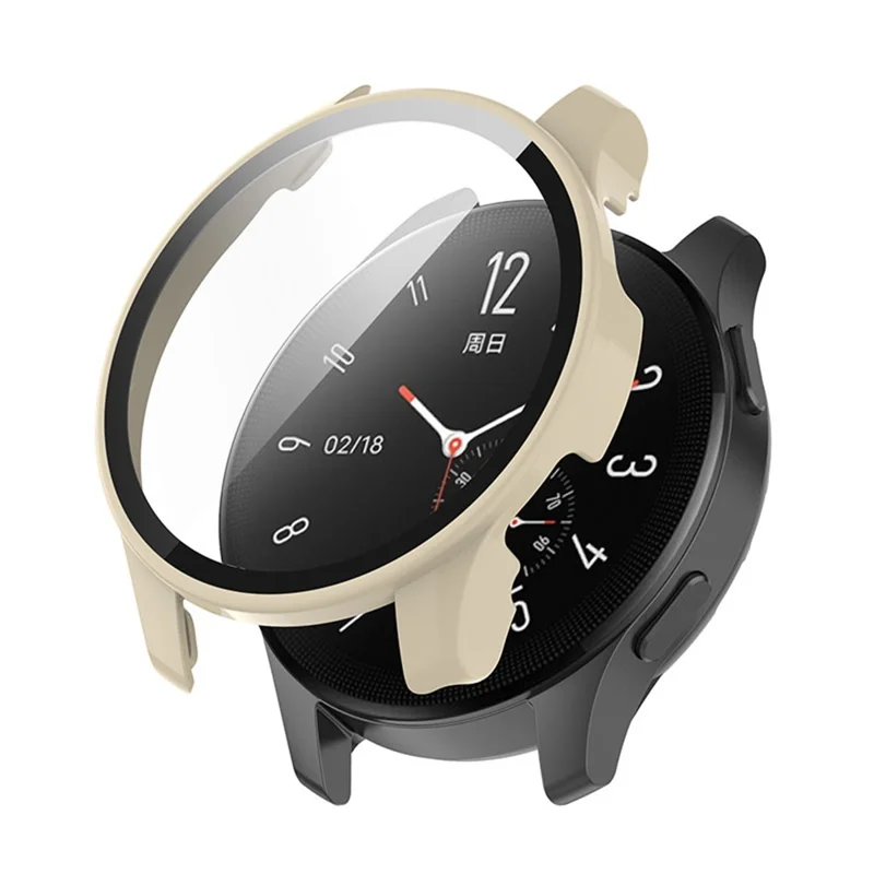 For vivo Watch 2 Well-protected PC Watch Case Cover with Tempered Glass Screen Protector - Ivory White