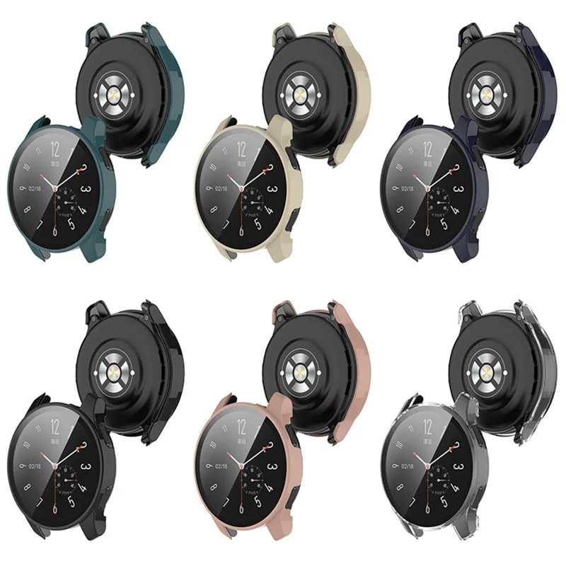 For vivo Watch 2 Well-protected PC Watch Case Cover with Tempered Glass Screen Protector - Ivory White