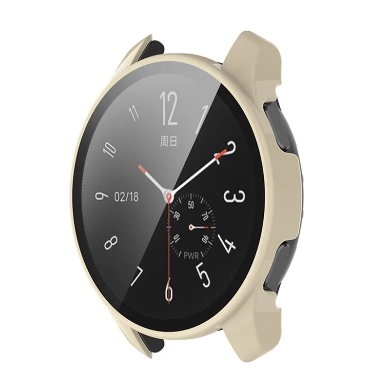 For vivo Watch 2 Well-protected PC Watch Case Cover with Tempered Glass Screen Protector - Ivory White