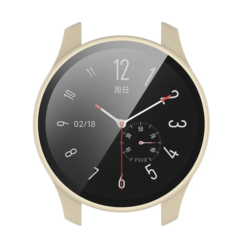 For vivo Watch 2 Well-protected PC Watch Case Cover with Tempered Glass Screen Protector - Ivory White