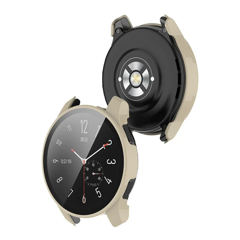 For vivo Watch 2 Well-protected PC Watch Case Cover with Tempered Glass Screen Protector - Ivory White