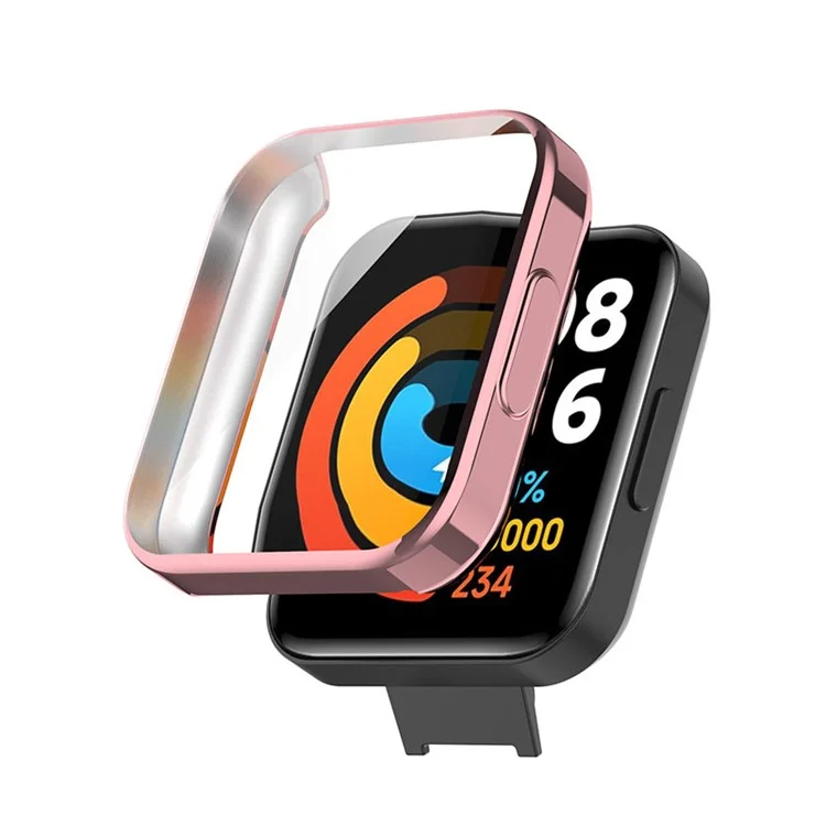 For Xiaomi Redmi Watch 2 Lite Electroplating Full Coverage Anti-Scratch TPU Watch Case Protective Cover - Pink/Gold