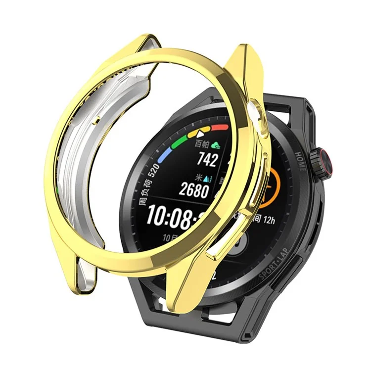 Para Huawei Watch GT Runner Eletroplatou TPU Relógio Caso de Capa de Meia Capa Protetora - Ouro