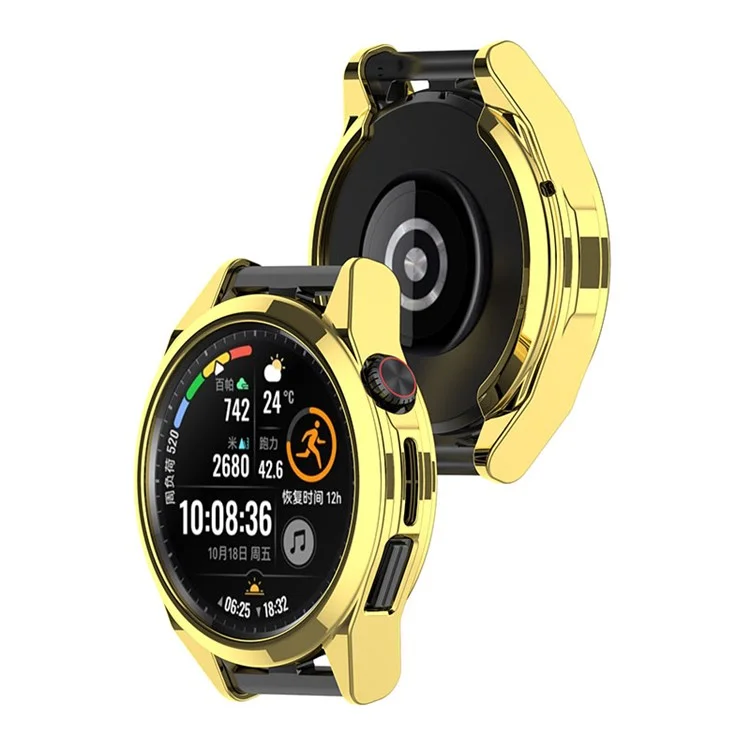 Para Huawei Watch GT Runner Eletroplatou TPU Relógio Caso de Capa de Meia Capa Protetora - Ouro