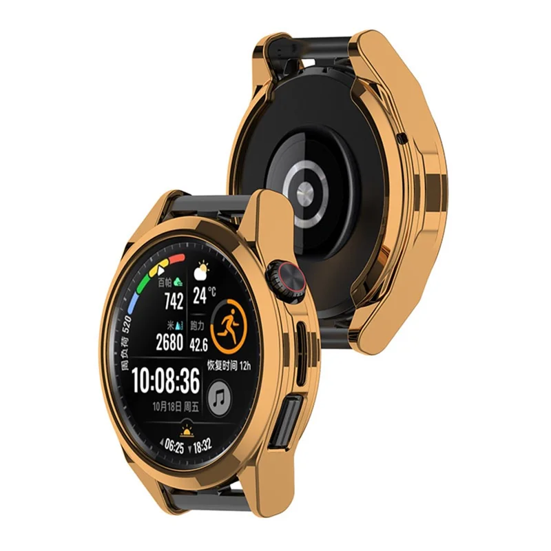 For Huawei Watch GT Runner Electroplated TPU Watch Protective Half Cover Case - Rose Gold