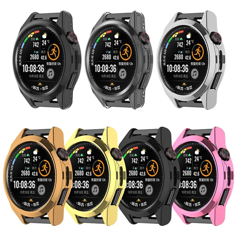 For Huawei Watch GT Runner Electroplated TPU Watch Protective Half Cover Case - Rose Gold