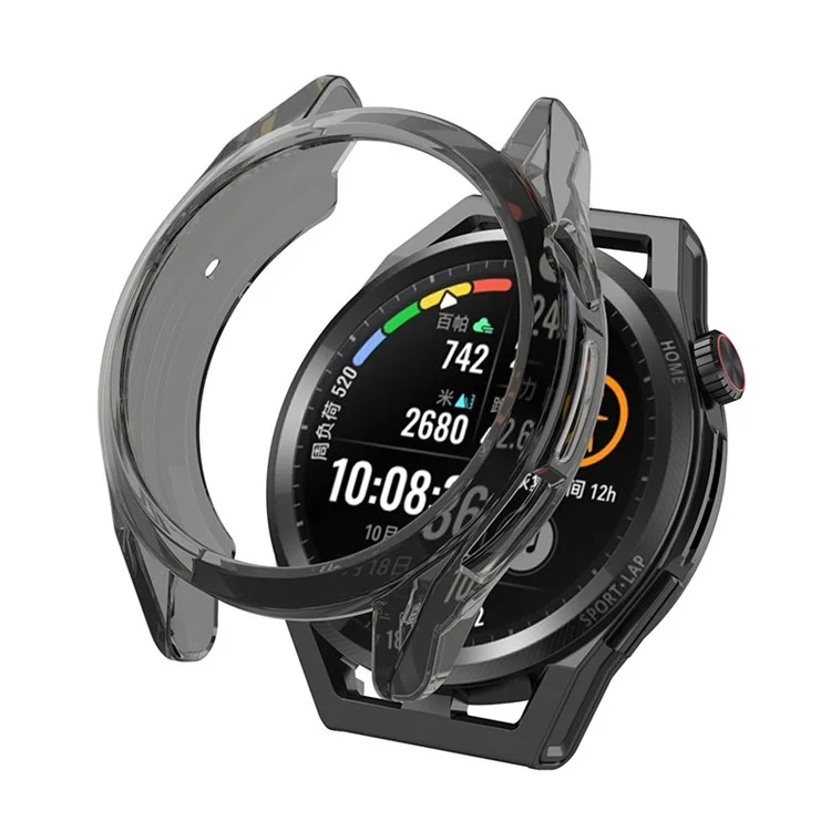 Para Huawei Watch GT Runner Transparente TPU Smart Watch Half Cover Protective Case - Preto