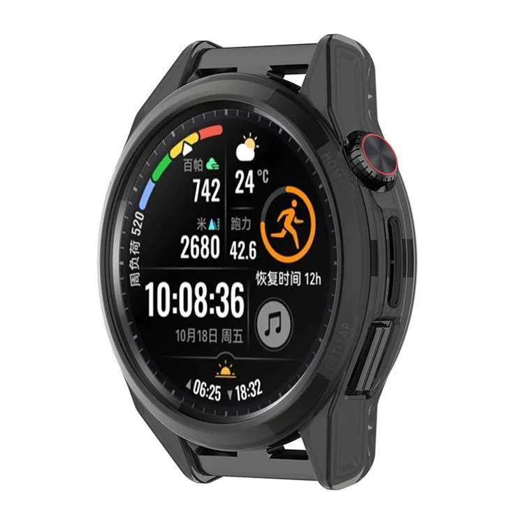 Para Huawei Watch GT Runner Transparente TPU Smart Watch Half Cover Protective Case - Preto