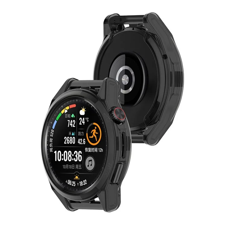 Para Huawei Watch GT Runner Transparente TPU Smart Watch Half Cover Protective Case - Preto